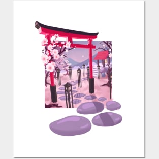 Sakura Temple - inspired by Matsuo Basho Posters and Art